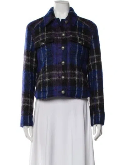 Pre-owned Veronica Beard Plaid Print Biker Jacket In Multi