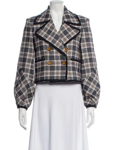 Pre-owned Veronica Beard Plaid Print Blazer In Black