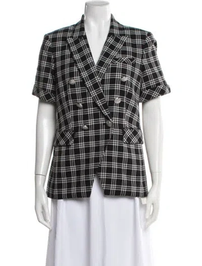 Pre-owned Veronica Beard Plaid Print Blazer In Black
