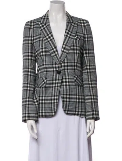 Pre-owned Veronica Beard Plaid Print Blazer In Black