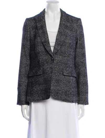 Pre-owned Veronica Beard Plaid Print Blazer In Black