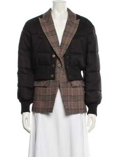 Pre-owned Veronica Beard Plaid Print Blazer In Black