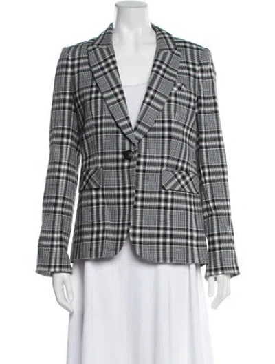Pre-owned Veronica Beard Plaid Print Blazer In Black