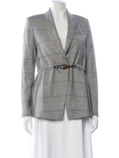 Pre-owned Veronica Beard Plaid Print Blazer In Black
