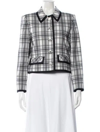 Pre-owned Veronica Beard Plaid Print Blazer In Black