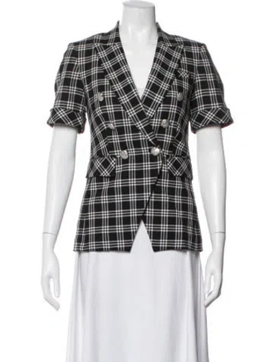 Pre-owned Veronica Beard Plaid Print Blazer In Black