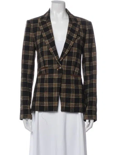 Pre-owned Veronica Beard Plaid Print Blazer In Black