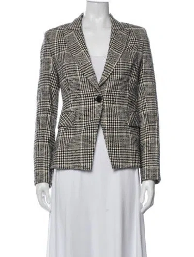 Pre-owned Veronica Beard Plaid Print Blazer In Black