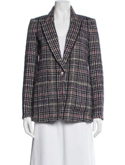 Pre-owned Veronica Beard Plaid Print Blazer In Black