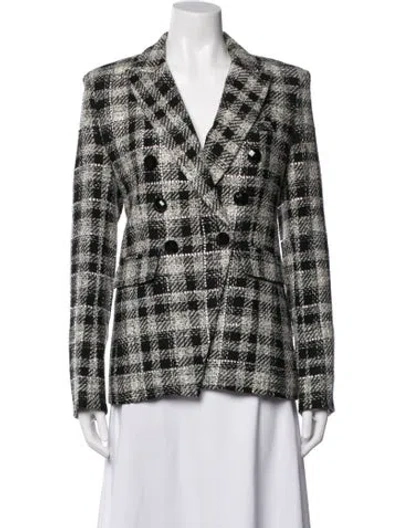 Pre-owned Veronica Beard Plaid Print Blazer In Black