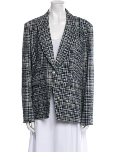 Pre-owned Veronica Beard Plaid Print Blazer In Blue
