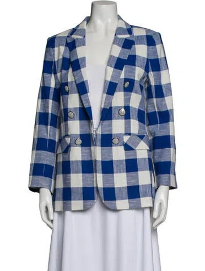 Pre-owned Veronica Beard Plaid Print Blazer In Blue