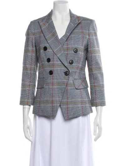 Pre-owned Veronica Beard Plaid Print Blazer In Blue
