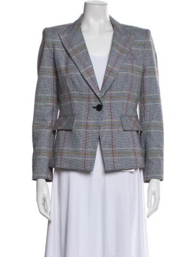 Pre-owned Veronica Beard Plaid Print Blazer In Blue