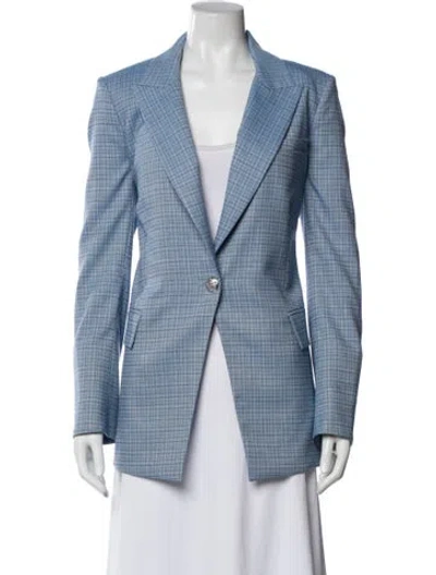 Pre-owned Veronica Beard Plaid Print Blazer In Blue
