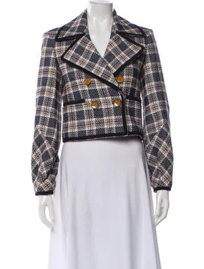 Pre-owned Veronica Beard Plaid Print Blazer In Blue