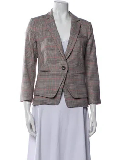 Pre-owned Veronica Beard Plaid Print Blazer In Blue