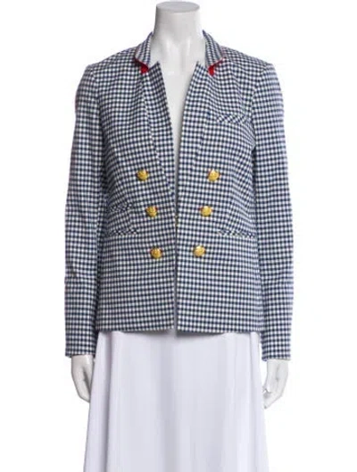 Pre-owned Veronica Beard Plaid Print Blazer In Blue