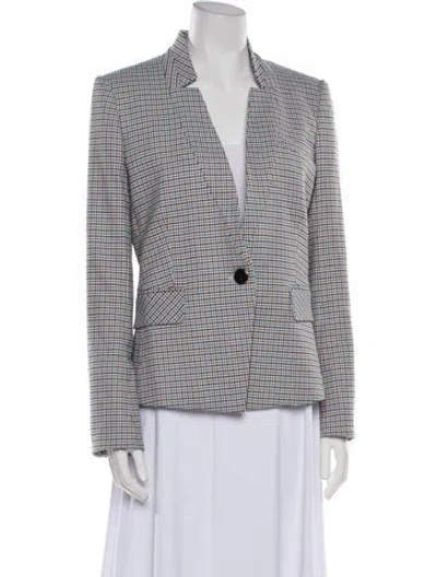 Pre-owned Veronica Beard Plaid Print Blazer In Blue