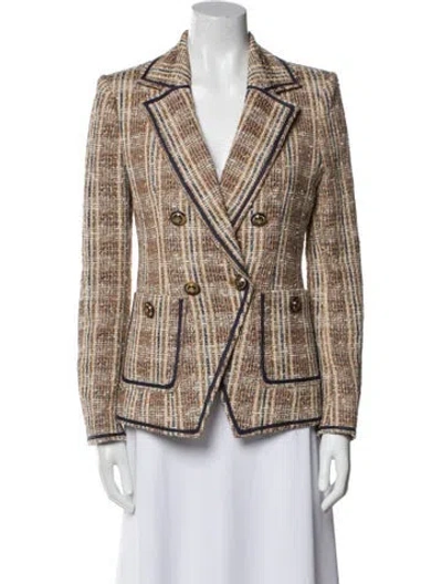 Pre-owned Veronica Beard Plaid Print Blazer In Blue