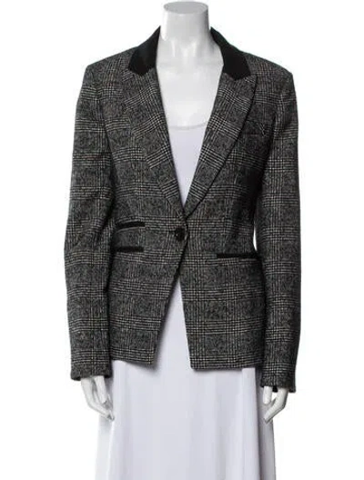 Pre-owned Veronica Beard Plaid Print Blazer In Blue