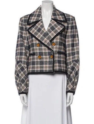 Pre-owned Veronica Beard Plaid Print Blazer In Blue