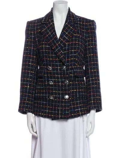 Pre-owned Veronica Beard Plaid Print Blazer In Blue