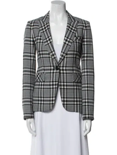 Pre-owned Veronica Beard Plaid Print Blazer In Blue