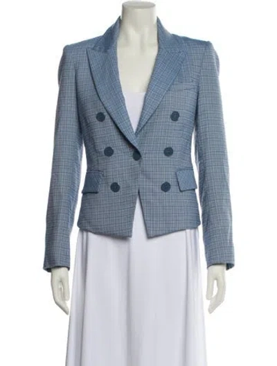 Pre-owned Veronica Beard Plaid Print Blazer In Blue