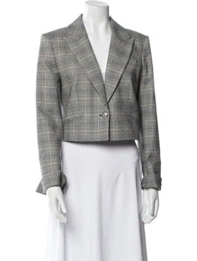 Pre-owned Veronica Beard Plaid Print Blazer In Blue