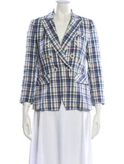 Pre-owned Veronica Beard Plaid Print Blazer In Blue