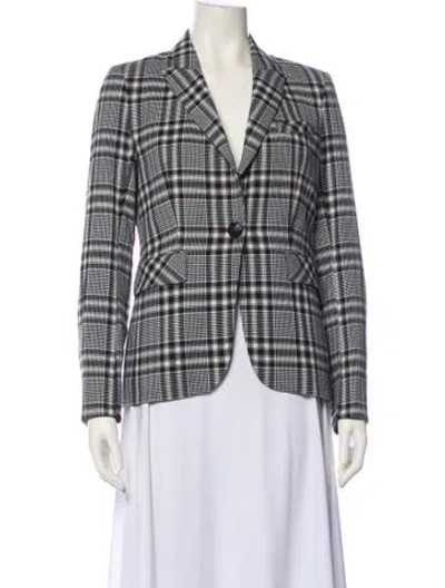 Pre-owned Veronica Beard Plaid Print Blazer In Blue