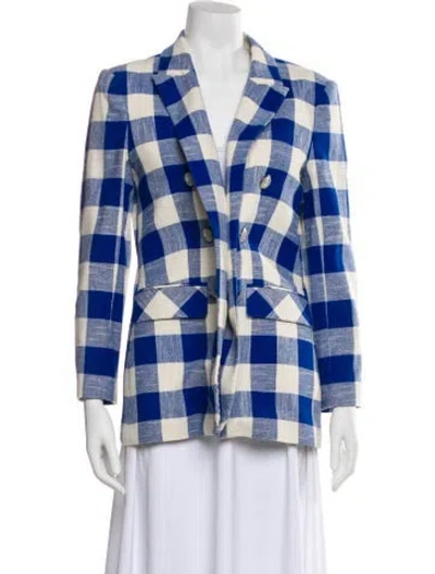 Pre-owned Veronica Beard Plaid Print Blazer In Blue