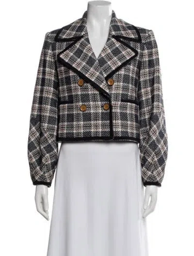Pre-owned Veronica Beard Plaid Print Blazer In Blue