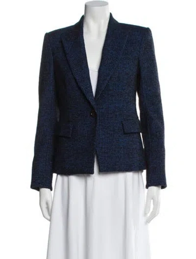 Pre-owned Veronica Beard Plaid Print Blazer In Blue