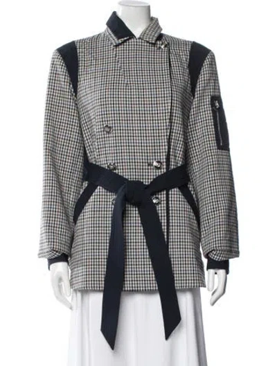 Pre-owned Veronica Beard Plaid Print Blazer In Blue