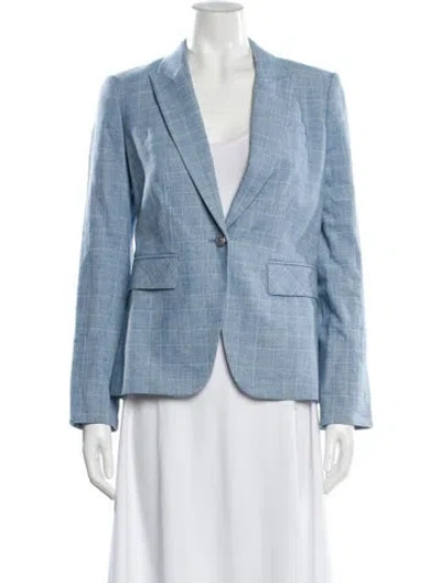 Pre-owned Veronica Beard Plaid Print Blazer In Blue