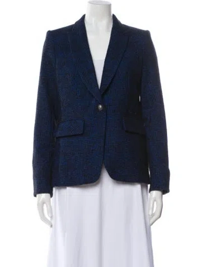 Pre-owned Veronica Beard Plaid Print Blazer In Blue