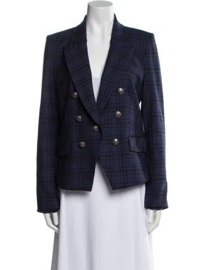 Pre-owned Veronica Beard Plaid Print Blazer In Blue