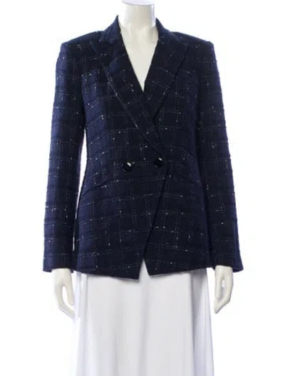 Pre-owned Veronica Beard Plaid Print Blazer In Blue