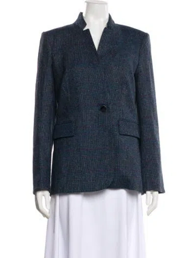 Pre-owned Veronica Beard Plaid Print Blazer In Blue
