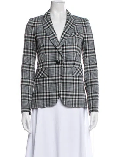 Pre-owned Veronica Beard Plaid Print Blazer In Blue