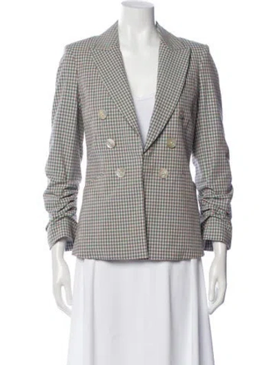 Pre-owned Veronica Beard Plaid Print Blazer In Blue