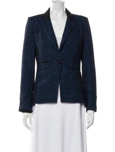 Pre-owned Veronica Beard Plaid Print Blazer In Blue
