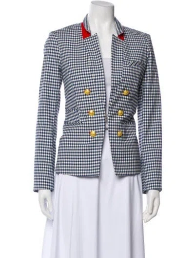 Pre-owned Veronica Beard Plaid Print Blazer In Blue