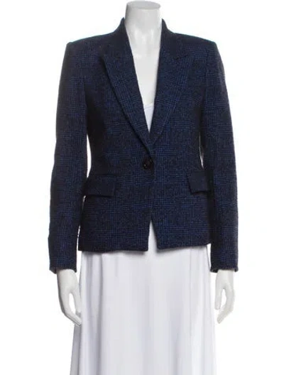 Pre-owned Veronica Beard Plaid Print Blazer In Blue