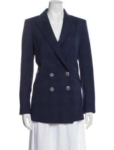 Pre-owned Veronica Beard Plaid Print Blazer In Blue