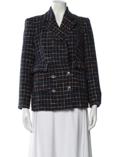 Pre-owned Veronica Beard Plaid Print Blazer In Blue