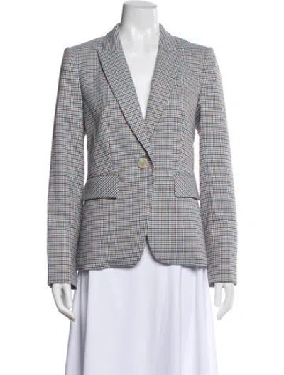 Pre-owned Veronica Beard Plaid Print Blazer In Blue