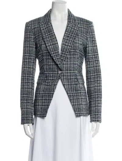 Pre-owned Veronica Beard Plaid Print Blazer In Blue